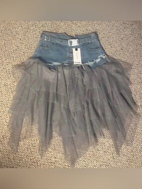 Denim Tulle Skirt
